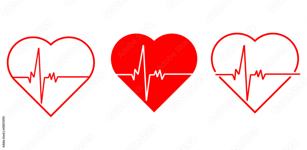 heart pulse cardiogram icon. outline style heartbeat icon on white ...