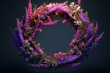 Aufkleber - An image of a flower crown crafted with vibrant purple lavender, exuding a calming and fragrant aura. Generative AI technology.
