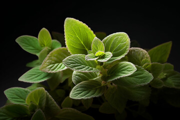 Aufkleber - A photo capturing the delicate leaves of oregano, with their distinctive aroma and characteristic shape.  Generative AI technology.
