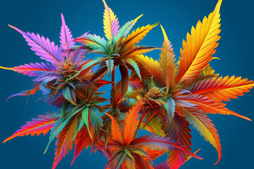 Aufkleber - A vibrant image featuring Cannabis (Cannabis sativa), known for its distinctive leaves, resinous buds, and psychoactive and medicinal uses.  Generative AI technology.
