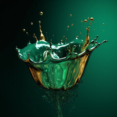 Aufkleber - An abstract surreal photograph of a Emerald splashed in bright paint.  Generative AI technology.