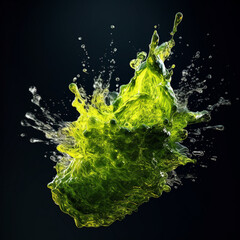 Fototapete - An abstract surreal photograph of a Moldavite splashed in bright paint.  Generative AI technology.