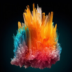 Leinwandbilder - An abstract surreal photograph of a Selenite splashed in bright paint.  Generative AI technology.