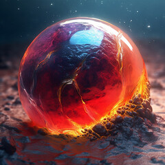 Poster - An abstract surreal photograph of a Sunstone splashed in bright paint.  Generative AI technology.