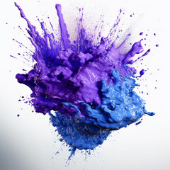 Poster - An abstract surreal photograph of a Iolite splashed in bright paint.  Generative AI technology.