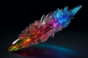 Aufkleber - An image capturing a crystal wand, made of a single crystal or a combination of crystals, used for energy healing, clearing, Generative AI technology.