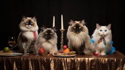 Poster - Party Paws: Feline Festivity with Ragdoll Cats