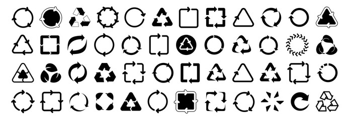 Poster - Black recycling arrow icon collection. Set of recycle arrow symbol. Recycle, recycling, reuse arrow icons
