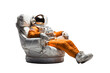 Astronaut sitting in a leather armchair, spaceman rest, generated ai	