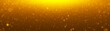Banner golden particles shining stars dust bokeh glitter awards abstract background. Futuristic glittering in space on gold color background.