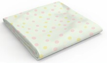  A Pink And Yellow Polka Dot Sheet Set On A White Background With A White Background And A Pink And Yellow Polka Dot Sheet On Top.  Generative Ai