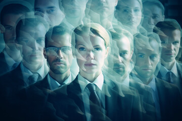 Sticker - Multiple exposure portrait of business people