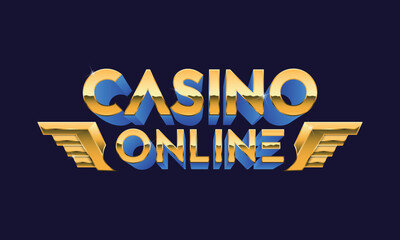 Wall Mural - casino online glow logo, sign. golden casino sign. gamble, casino, slots design element. vector illu