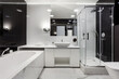 luxury bathroom in black and white style at apartment
