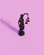 Black Justice Lady Judicial System Traditional Scales Balance Sunlight Pink Background 3d illustration render digital rendering