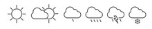 Icon Set Of Weather Forecast - Vector Thin Line Icon Collection On White Background - Weather Map