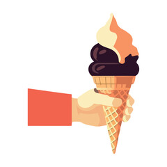 Canvas Print - Hand holding gourmet ice cream cone, summer pleasure