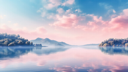 Poster - Calming lake meditation background still waters reflection, wallpaper, copy space, background