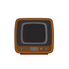 Poster - Retro polygonal orange Vector Television, TV vector Illustration. Vector of the square TV.