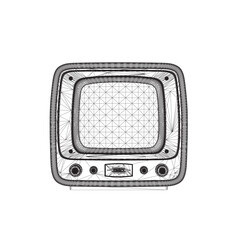 Poster - Retro wireframe Vector Television, TV vector Illustration. Vector hand drawn of the square TV.