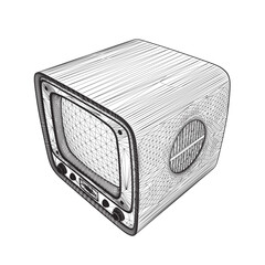 Poster - Retro wireframe Vector Television, TV vector Illustration. Vector hand drawn of the square TV.