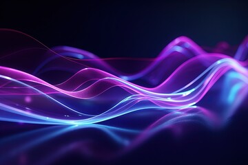 Wall Mural - abstract futuristic background with pink blue glowing neon moving high speed wave lines and bokeh li