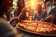 AI Generated Image Of Group Of Friends Having Pizza