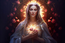 Immaculate Heart Of The Holy Mary. AI Generativ.
