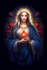 Immaculate Heart of the Holy Mary. AI generativ.