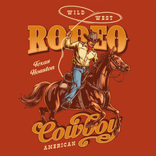 Rodeo Cowboy Colorful Vintage Sticker