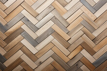 Herringbone Parquet: A Classic Herringbone Pattern In Wooden Tiles, Types Of Tiles Background, Textures Generative AI