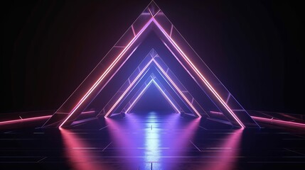 Wall Mural - Neon Space Triangle: Futuristic Abstract Light