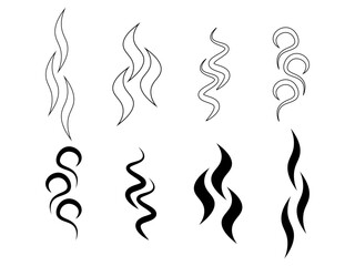 Wall Mural - outline silhouette smoke puff icon set