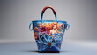 Flippige Handtasche mit bunten Farben und einer Meerjungfrau in edlen Design, ai generativ