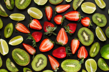 Wall Mural - Mix of strawberries kiwi and lime