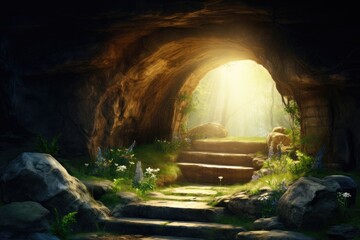 Wall Mural - Jesus's empty tomb. A christian conceptual interpretation