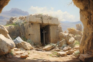 Wall Mural - Jesus's empty tomb. A christian conceptual interpretation