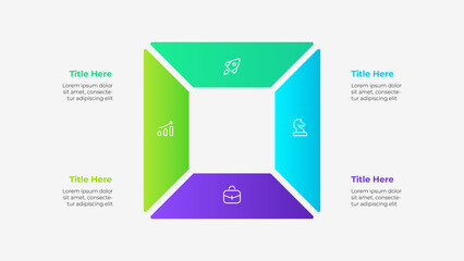 Poster - Diagram in the form of a square divided into 4 parts. Vector cycle infographic