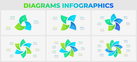 Poster - Set of infographic presentation slides. Abstract cycle diagrams for business information visualization