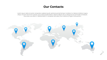 Illustration for a slide with contacts and branches around the world