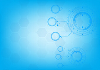 Aufkleber - Technology connection digital data and big data concept. Blue Future Background. Abstract technological background with various technological elements. Structure pattern technology backdrop. Vector