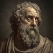 An artistic interpretation of a portrait of Plato, the renowned ancient Greek philosopher