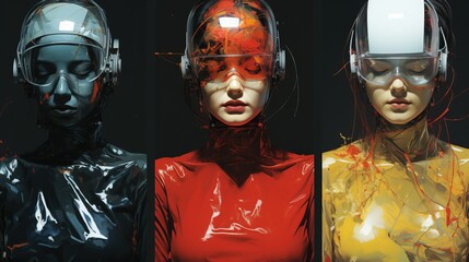 Wall Mural - a group of women wearing futuristic clothes. Generative AI Art.