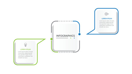 Thin line process business infographic with square template. Vector illustration. Process timeline with 2 options, steps or sections.