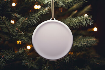 christmas blank round ornament. mock up of christmas round sign, ornament.