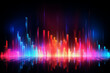 © Oleksandr - Abstract background with equalizer effect. neon lights. sound waves. ai generative