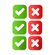 © Alexandra Lipina - Set of red and green crosses and checkmarks Button for interface. Set of green and red crosses and checkmarks, yes, no, right, wrong, approved, rejected.