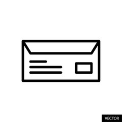 Poster - Letter with stamp, delivery envelope vector icon in line style design for website, app, ui, isolated on white background. Editable stroke. Vector illustration.