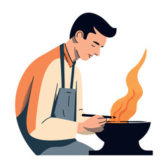 Sticker - One man holding a flame, cooking success