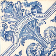 watercolor illustration of portuguese ceramic tiles pattern